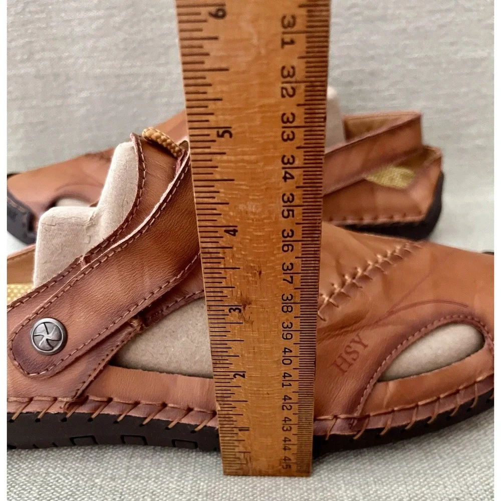 Mens Sz 47 US 13.5 - 14 Leather Sandals Rubber Soles Summer Casual Italy Menico